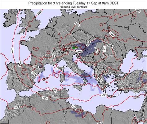 Italy Precipitation for 3 hrs ending Thursday 24 Jun at 2pm CEST