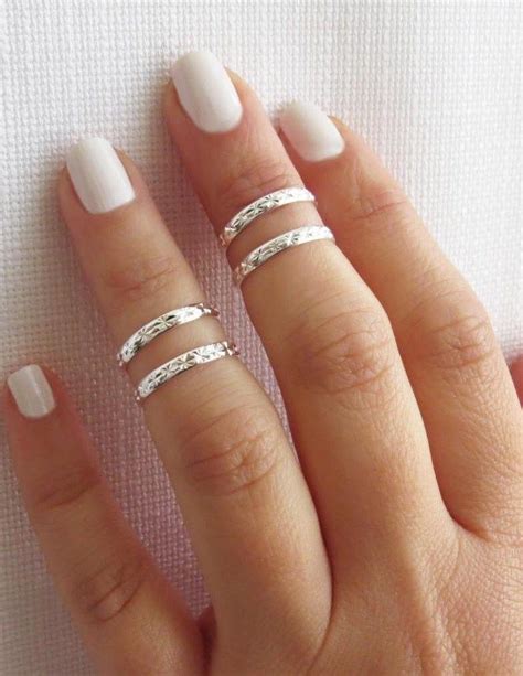 Silver Knuckle Ring Silver Ring Stacking Rings Above Knuckle Ring