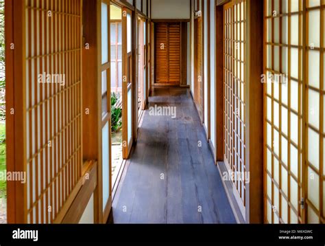 Old style Japanese house corridor and sliding door Stock Photo - Alamy