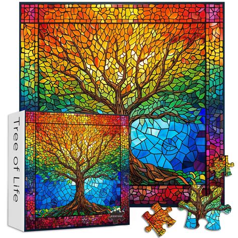 Stained Glass Tree Of Life Jigsaw Puzzle 1000 Pieces Closeteyes