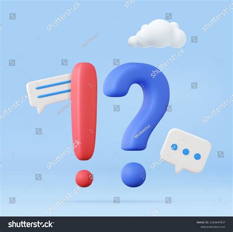 3d Exclamations Question Marks Faq Concept Stock Illustration