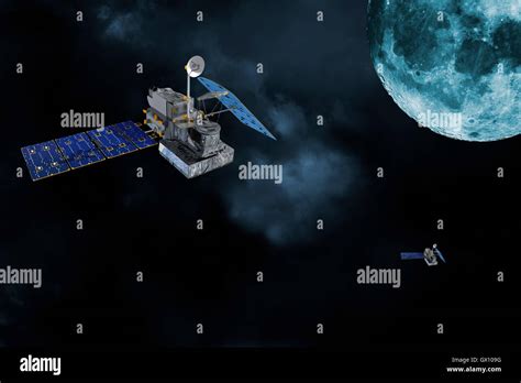 satellites orbiting around the moon Stock Photo - Alamy