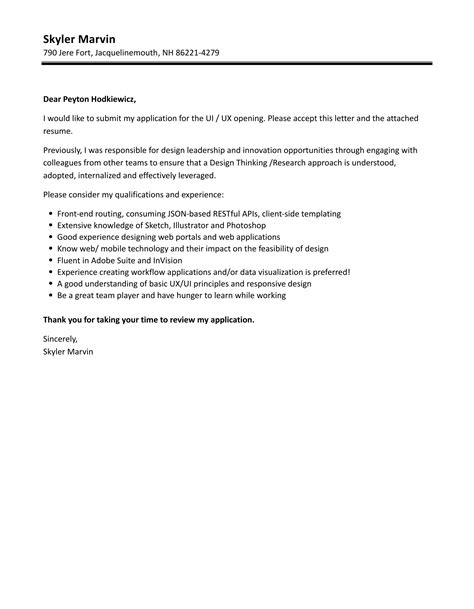 Ui Ux Cover Letter Velvet Jobs