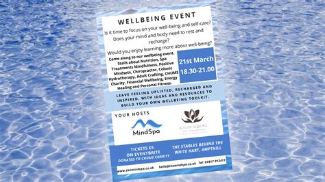 Wellbeing Event 21st March 2024 Ampthill Chums Charity