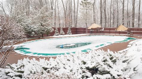 snow covered swimming pool - Mid State Pools