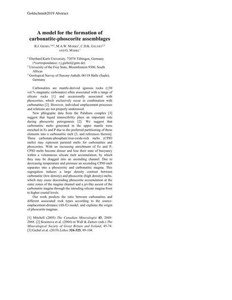 (PDF) A model for the formation of carbonatite-phoscorite assemblages