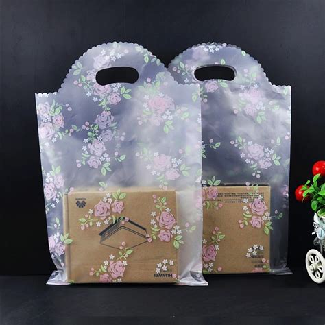 Plastic Gift Bags White Lace Flowers Pcs Lot X Cm Boutique