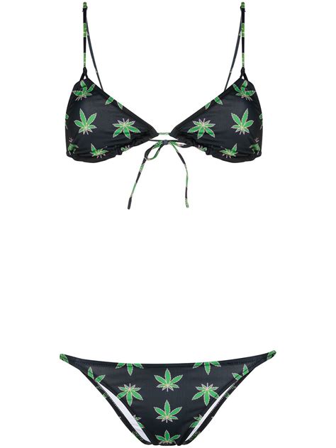 Natasha Zinko Cannabis Print Bikini Farfetch