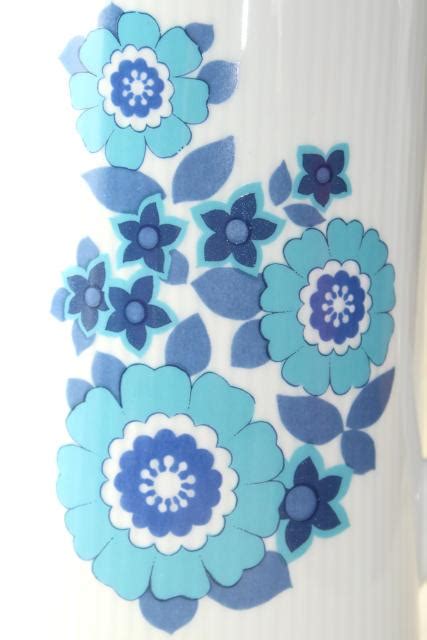 Mid Century Mod Vintage Blue Daisy Flowers Coffee Pot Mitterteich