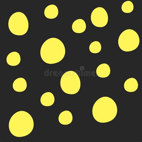 Yellow Polka Dots Circles In Different Shape And Size On The Black