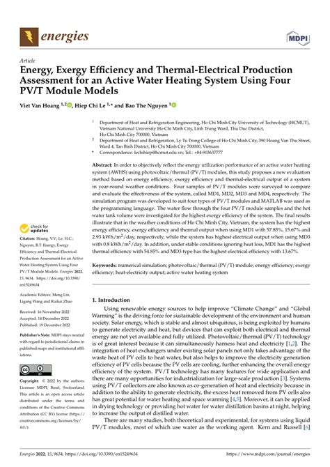 PDF Energy Exergy Efficiency And Thermal Electrical Production