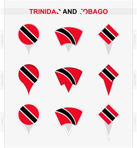 Premium Vector Trinidad And Tobago Flag Set Of Location Pin Icons Of