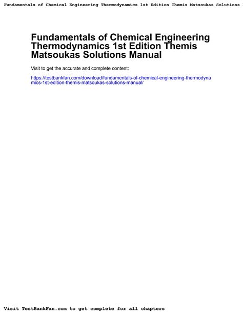 Fulldownloadfundamentals Of Chemical Engineering Thermodynamics 1st