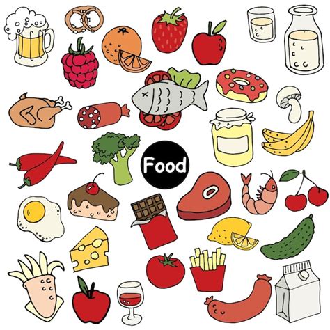 Illustration Dans L ensemble De Dessin Animé De Style Doodle D aliments