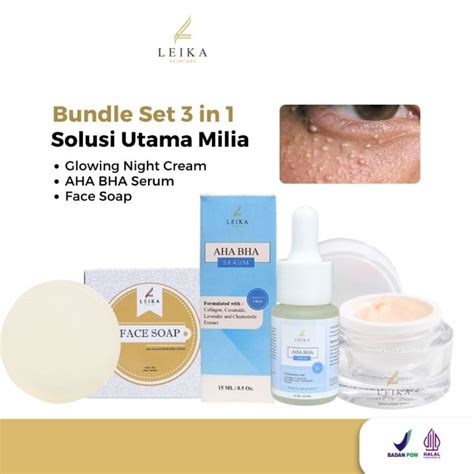 Paket In Leika Skincare Glowing Night Cream Aha Bha Serum Face