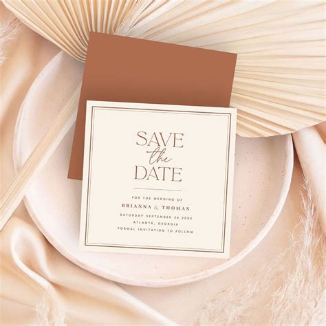 Floral Boho Save The Date Template Terracotta Save The Date Sage Green