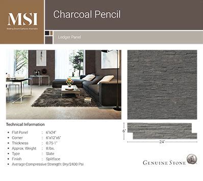 Charcoal Pencil Stacked Stone MSI Wall Tile Veneers