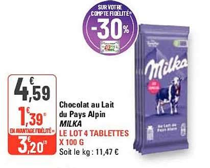 Promo Chocolat Au Lait Du Pays Alpin Milka Chez G20 ICatalogue Fr