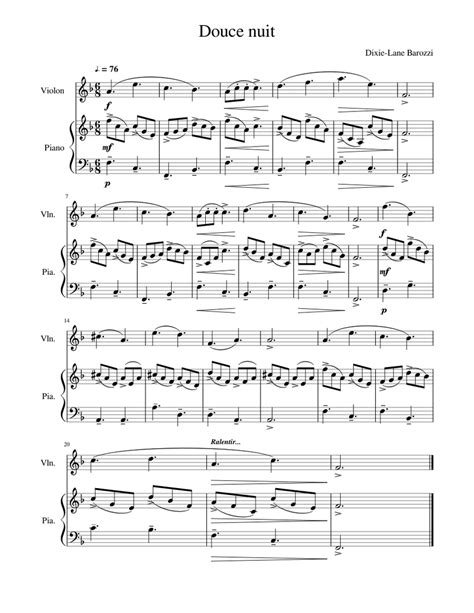 Douce nuit Sheet music for Piano, Violin (Solo) | Musescore.com