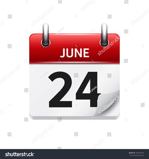 June 24 Vector Flat Daily Calendar Stock Vector (Royalty Free ...