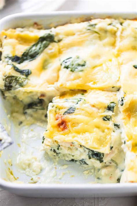 Easy White Chicken Lasagna with Spinach - Creme De La Crumb
