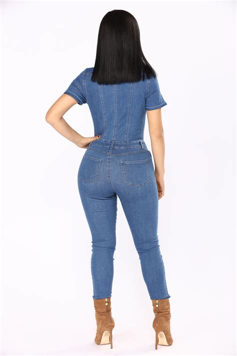 Auto Shop Denim Jumpsuit Medium Wash Fashion Nova Jumpsuits