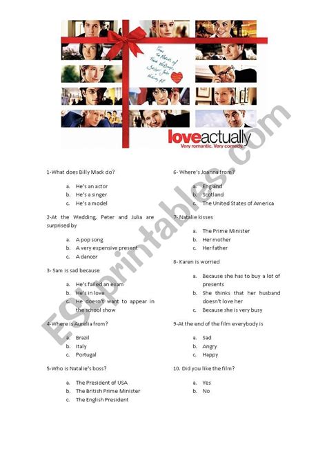 Love Actually Esl Worksheet By Nosenose