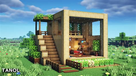 ⚒️ Minecraft How To Build A Survival Cube Wooden House Youtube