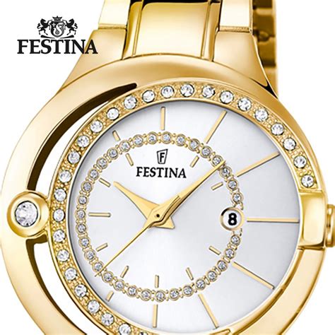 Festina Damen Armbanduhr Mademoiselle Analog Quarz Edelstahl Gold UF16948 1