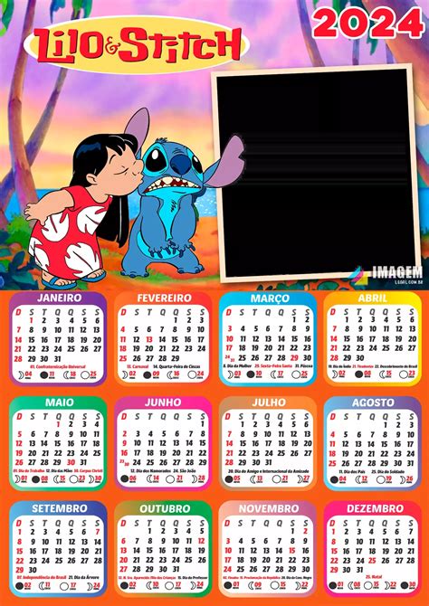 Calend Rio Lilo E Stitch Moldura Foto Png Imagem Legal Artofit