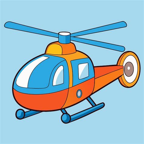 A cartoon drawing of a helicopter with a blue stripe and a blue ...