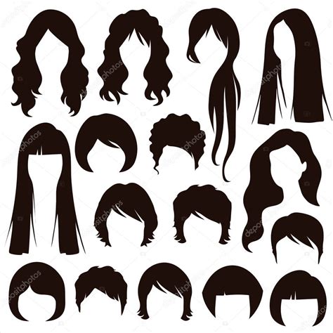 Siluetas Para El Cabello Peinado De Mujer Stock Vector By Eveleen