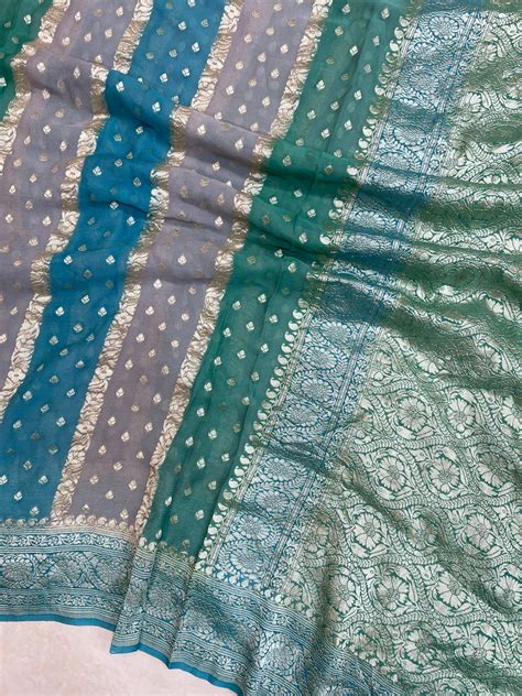 Rangkat Pure Khaddi Georgette Handloom Banarasi Saree — The Handlooms