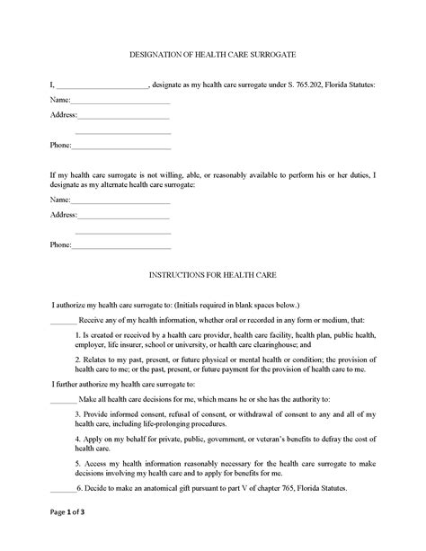 Free Florida Medical Power Of Attorney Form Pdf