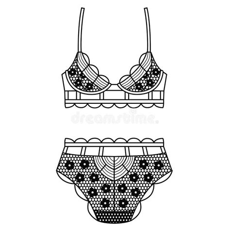 Hand Drawn Lingerie Panty Bra Set Stock Illustrations 139 Hand Drawn