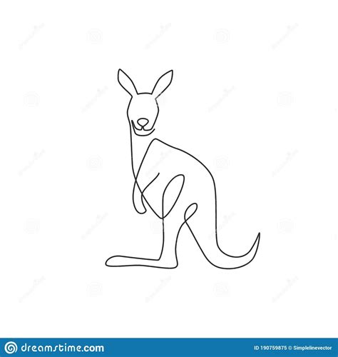 Cute Standing Kangaroo Line Drawing for Logo Identity