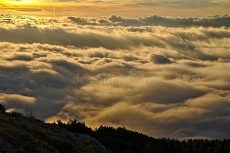 Scenic Sunrise Over Misty Landscape in the Mountains Stock Photo ...