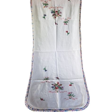 Dining Vintage Dresser Scarf Table Runner Embroidered Southern Belle