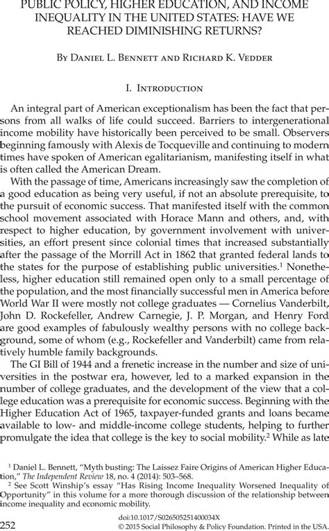 Public Policy Higher Education And Income Inequality In The United States Have We Reached