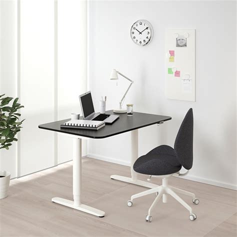 Bekant Desk Sitstand Black Stained Ash Veneerwhite 120x80 Cm Ikea