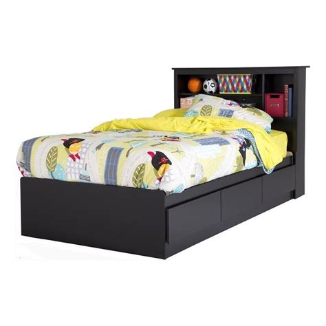 South Shore Vito Twin Mates Bed With 3 Drawers In Pure Black 3170212