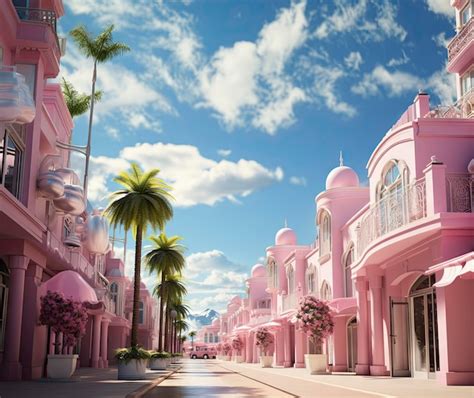 Premium Ai Image Pink Buildings In The City