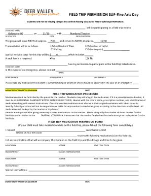 Fillable Online Field Trip Permission Slip Feeder School Doc