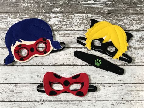 Miraculous Ladybug Mask Cat Noir Felt Masks | Ladybug birthday party ...