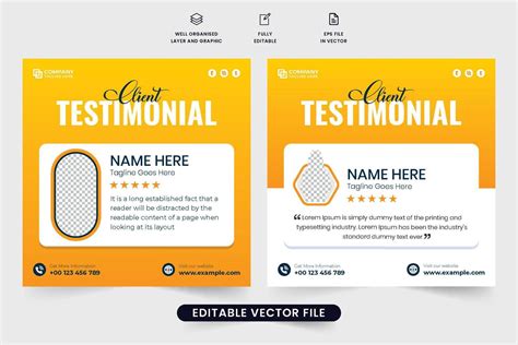 Creative Testimonial Design With Yellow And Dark Colors For Business