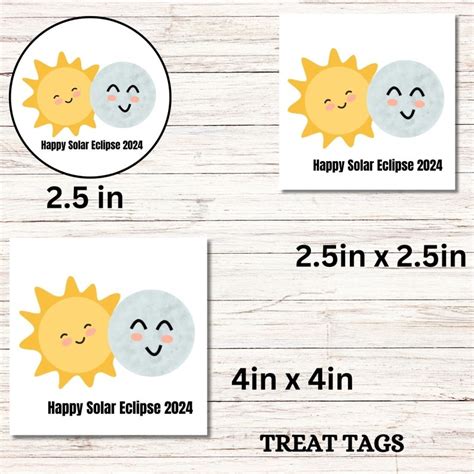 Solar Eclipse 2024 Printable Party Supplies Gift Tags Total Lunar