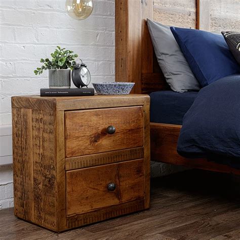 Reclaimed Wood Bedside Table With 2 Drawers Bedside Cabinet Is Handcrafted Using Reclaimed Wood