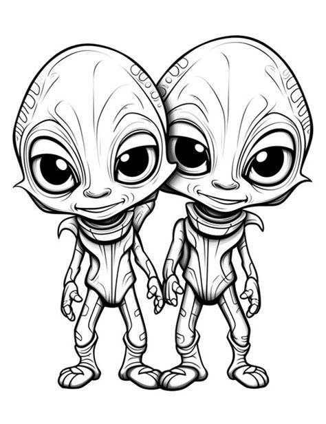 Um desenho de dois alienígenas alienígenas parados um ao lado do outro