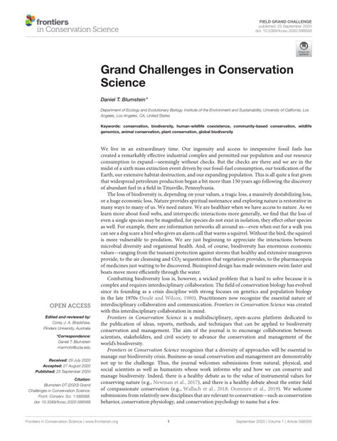 (PDF) Grand Challenges in Conservation Science