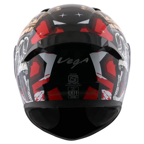 Vega Bolt Crown Helmet Matt Black Red Arihant Helmets